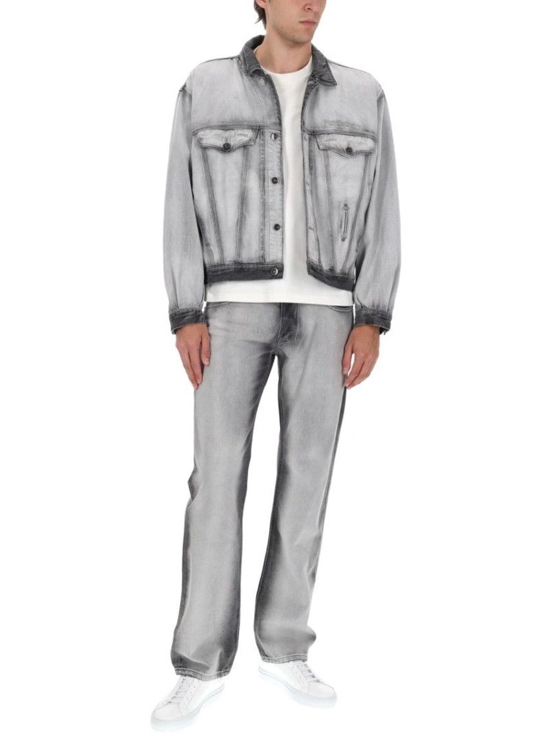 DIESEL Grey Solid Shirt Collar Jacket
