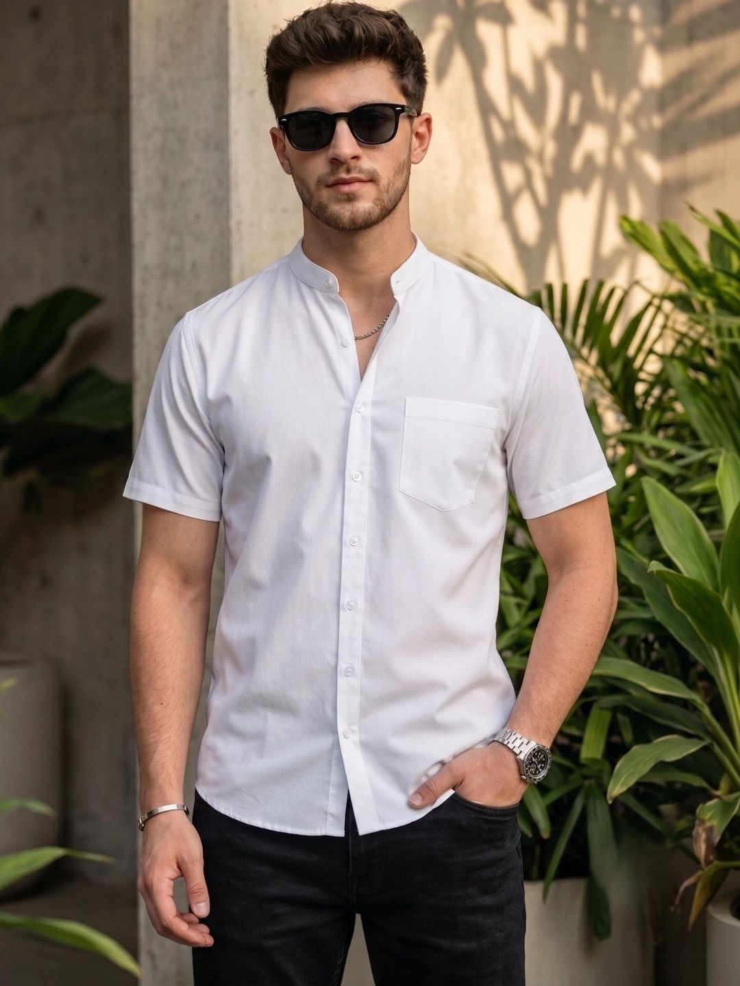 DEVOILER Men Standard Casual Shirt