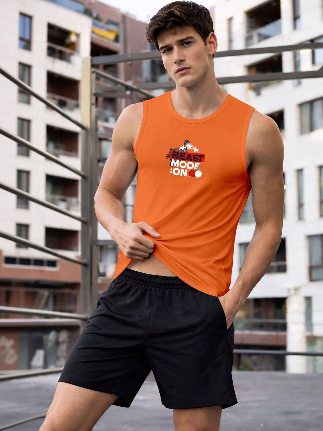 ENRIZZ X FITNESS EXCHANGE Men Typography Printed Dri-FIT T-shirt