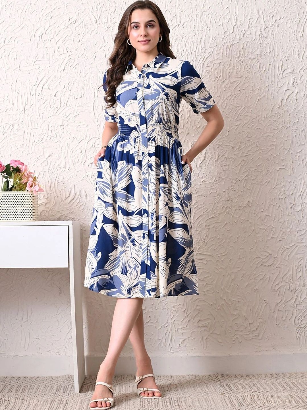Ikonic klaer Floral Print A-Line Midi Dress