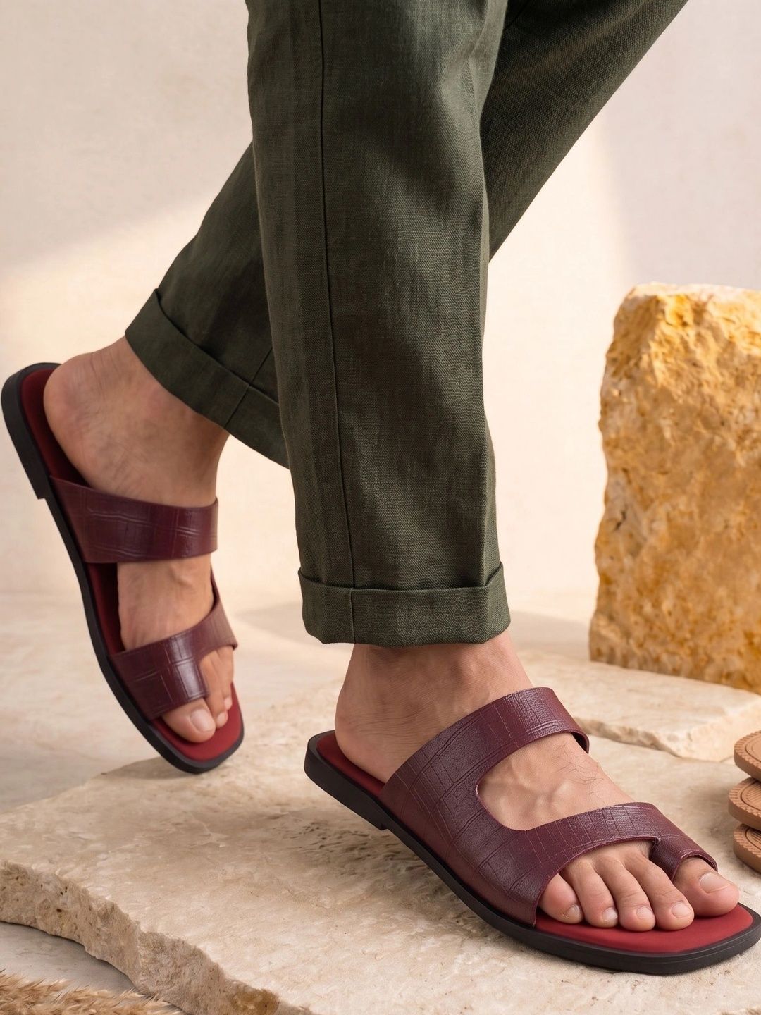 House of Pataudi Men Leather Shoe-Style Sandals