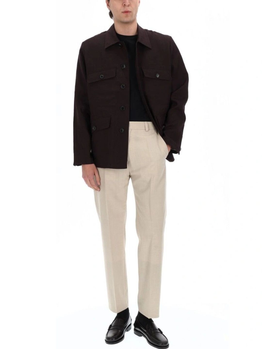 Paul Smith Purple Solid Shirt Collar Jacket