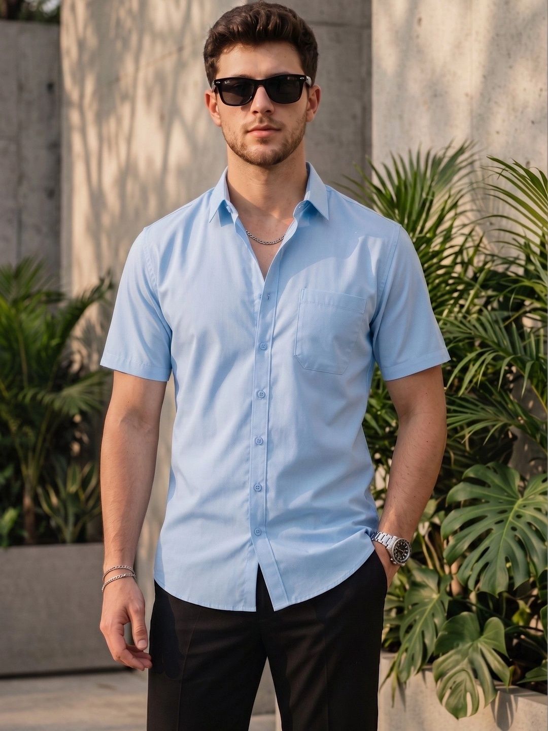 DEVOILER Men Standard Casual Shirt