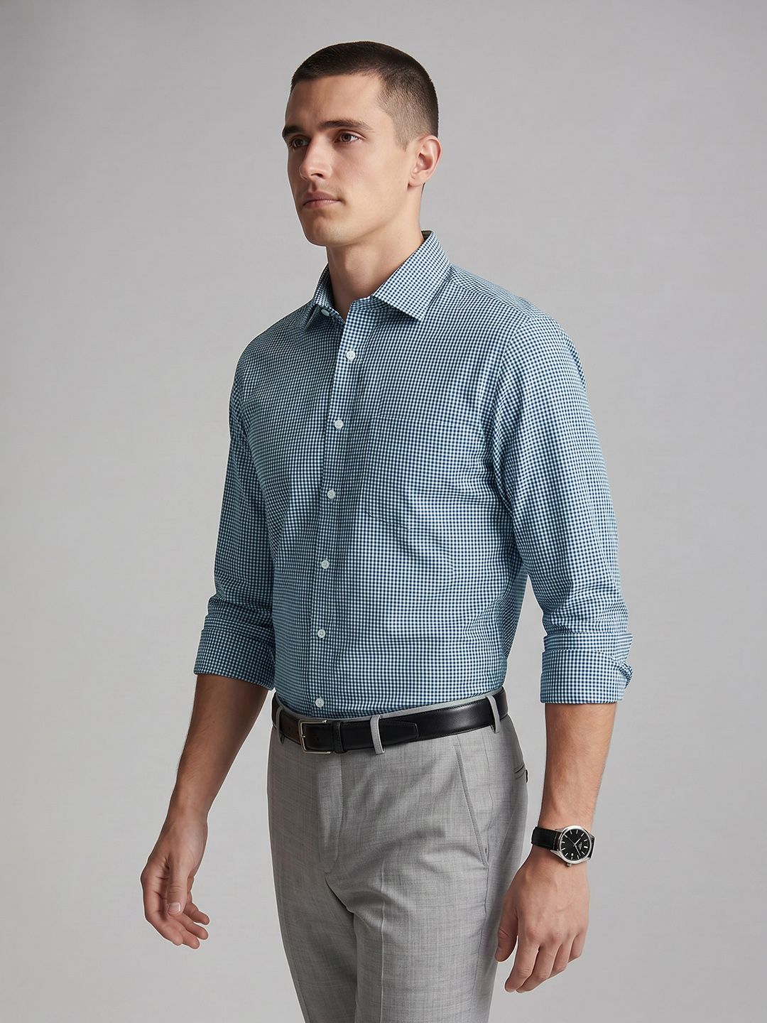 Van Heusen Van Heusen Slim Fit Micro Checked Pure Cotton Formal Shirt