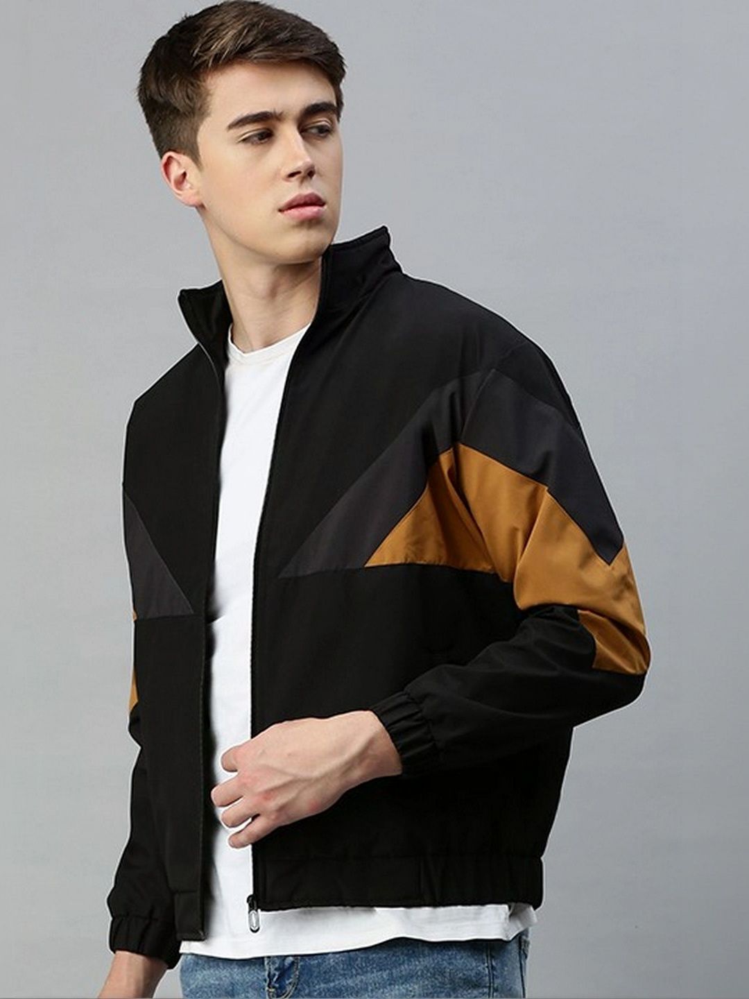 Kaali Peeli Men Colourblocked Outdoor Bomber Jacket