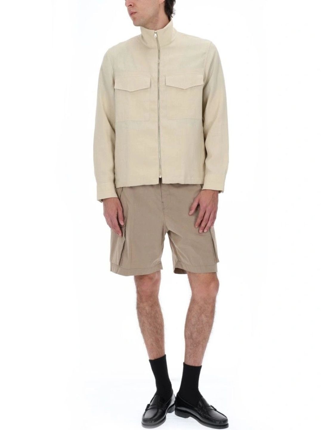 Paul Smith Beige Solid Mock Collar Jacket