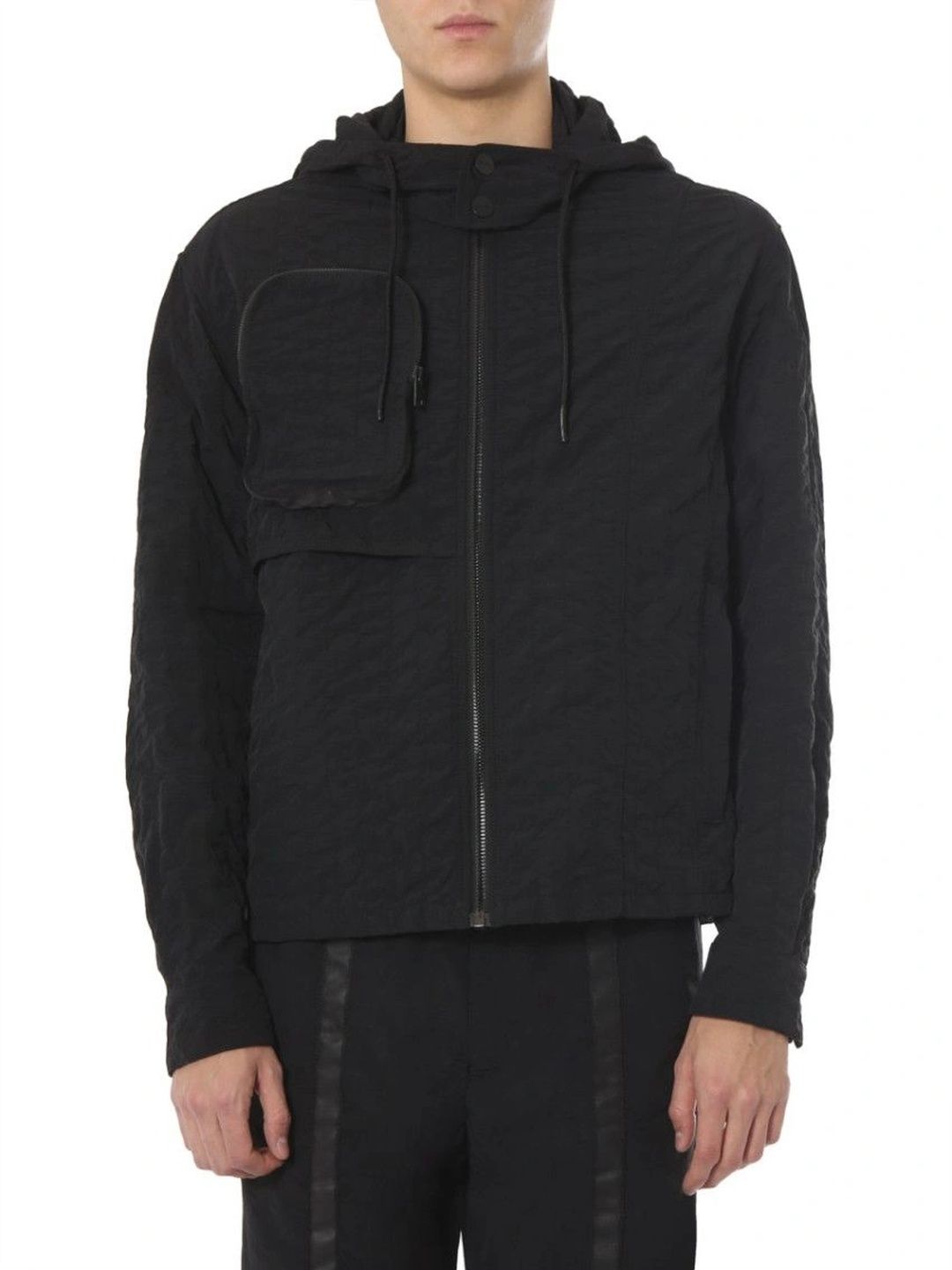 DIESEL Black Solid Hooded Jacket