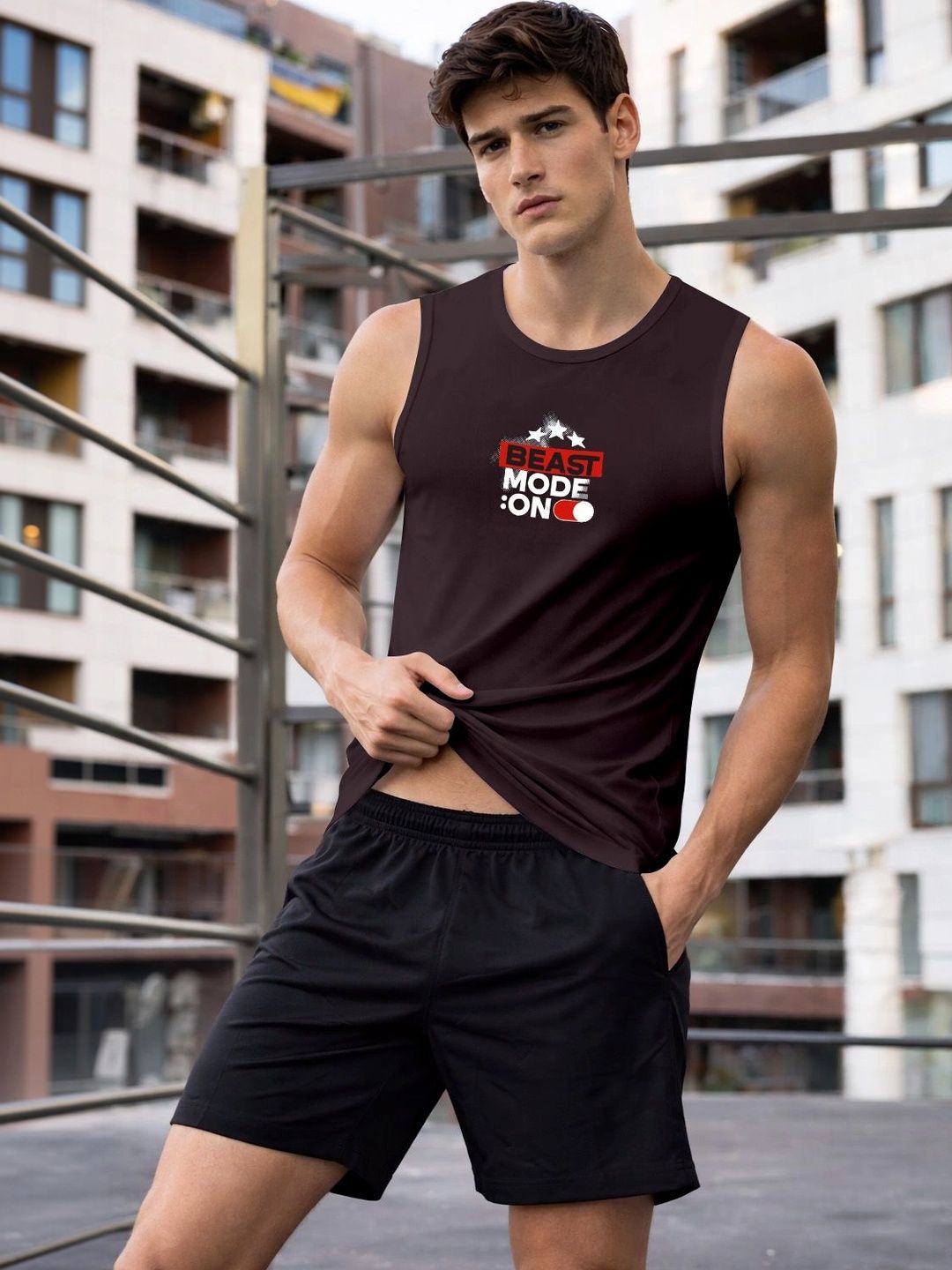 ENRIZZ X FITNESS EXCHANGE Men Typography Printed Dri-FIT T-shirt