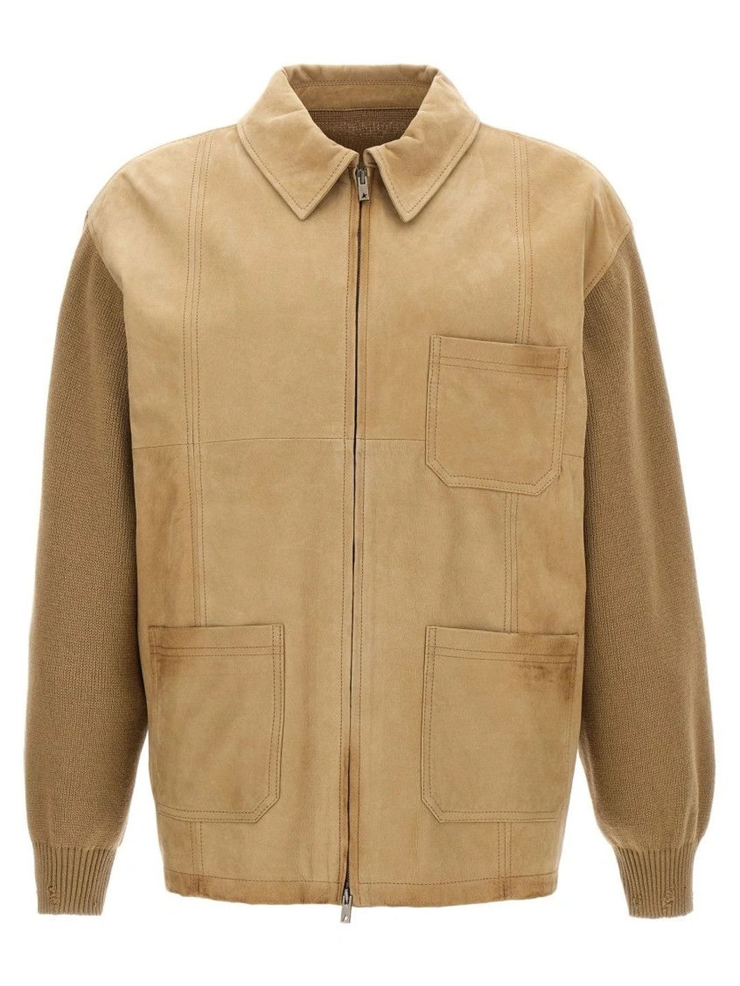 Golden Goose Men Leather Open Front Jacket