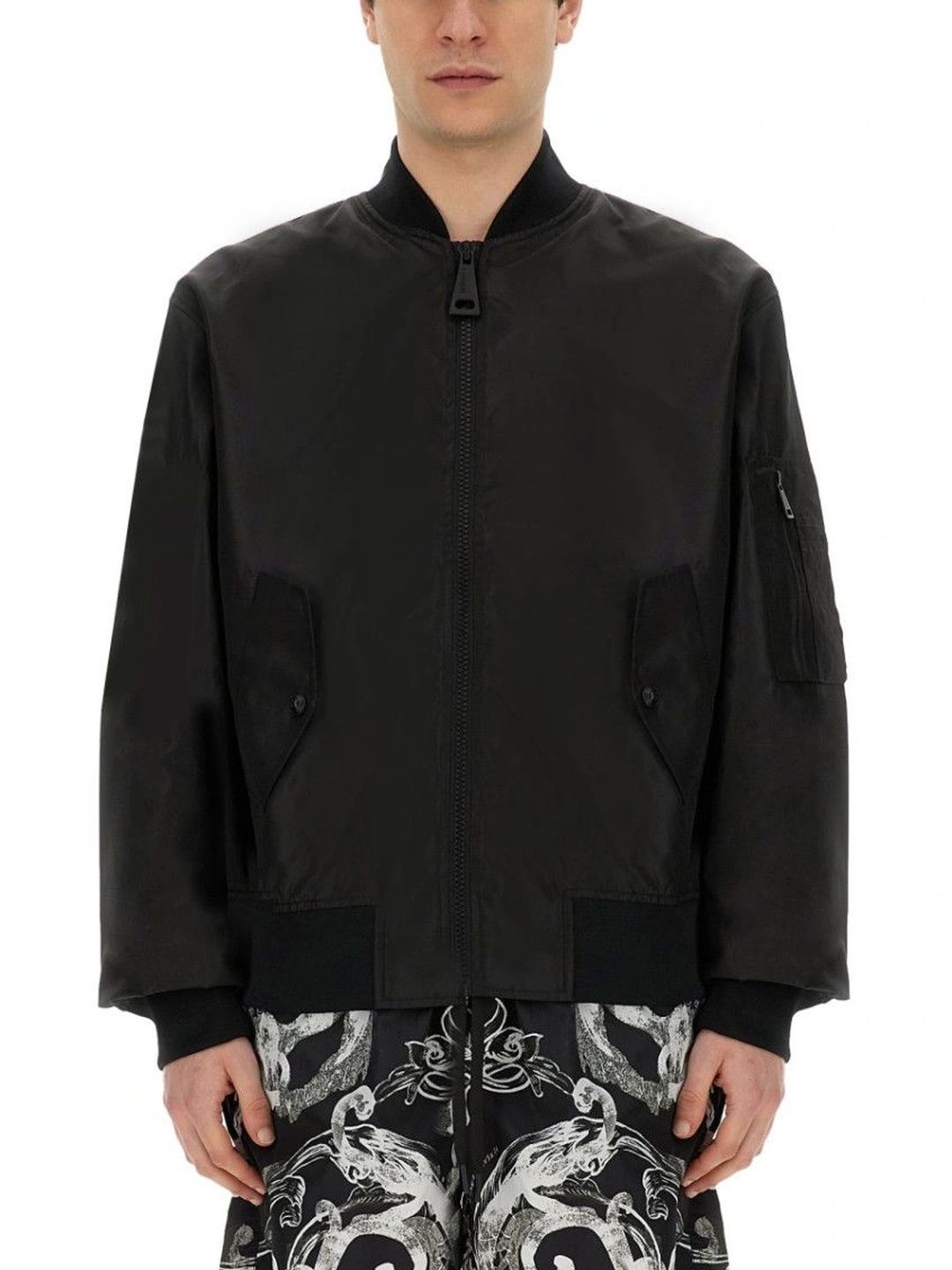 Versace Jeans Couture Black Solid Mock Collar Jacket