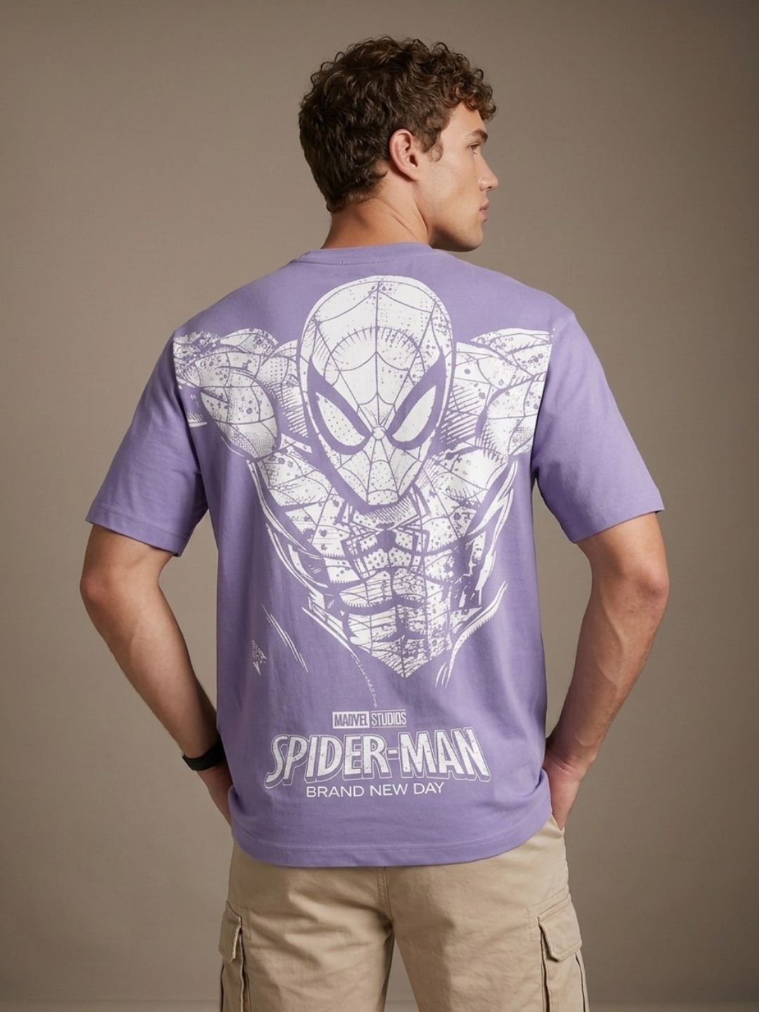 glitchez Lavender Spider-Man Relaxed Fit T-shirt