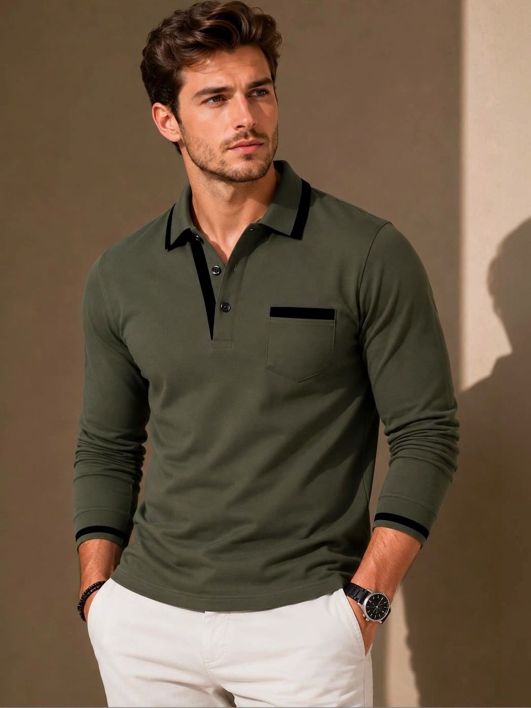 Moda Rapido Men Polo Collar Pockets T-shirt