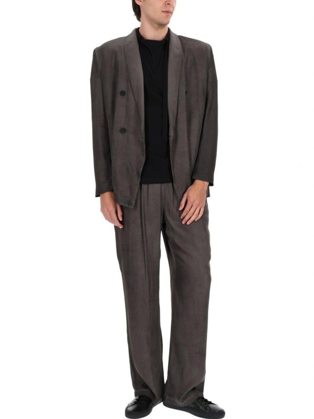 DIESEL Grey Solid Shawl Lapel Jacket