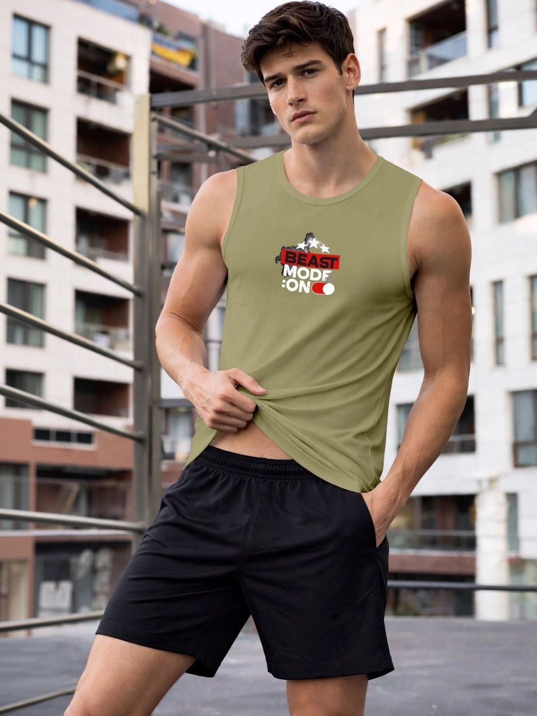 ENRIZZ X FITNESS EXCHANGE Men Typography Printed Dri-FIT T-shirt