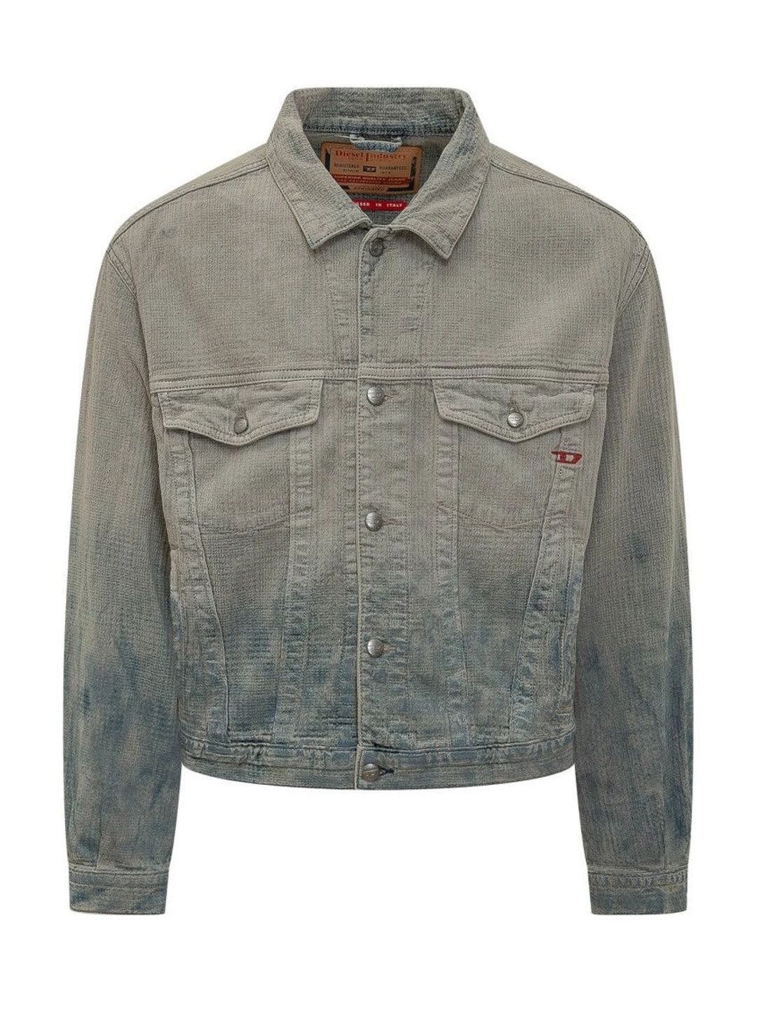 DIESEL Grey Solid Shirt Collar Jacket