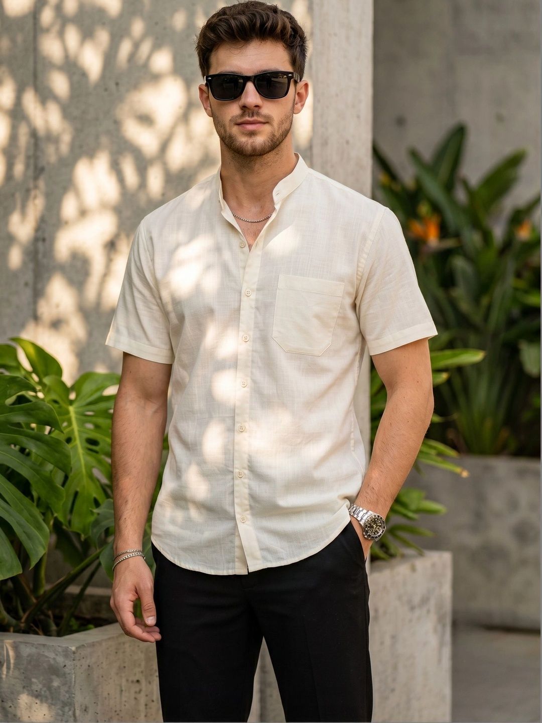 DEVOILER Men Standard Casual Shirt