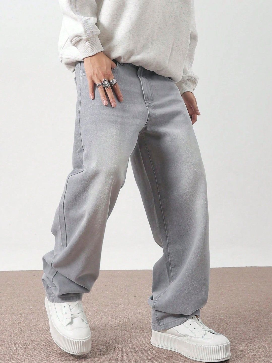 Encrypt Men Regular Fit High-Rise Low Distress Jeans