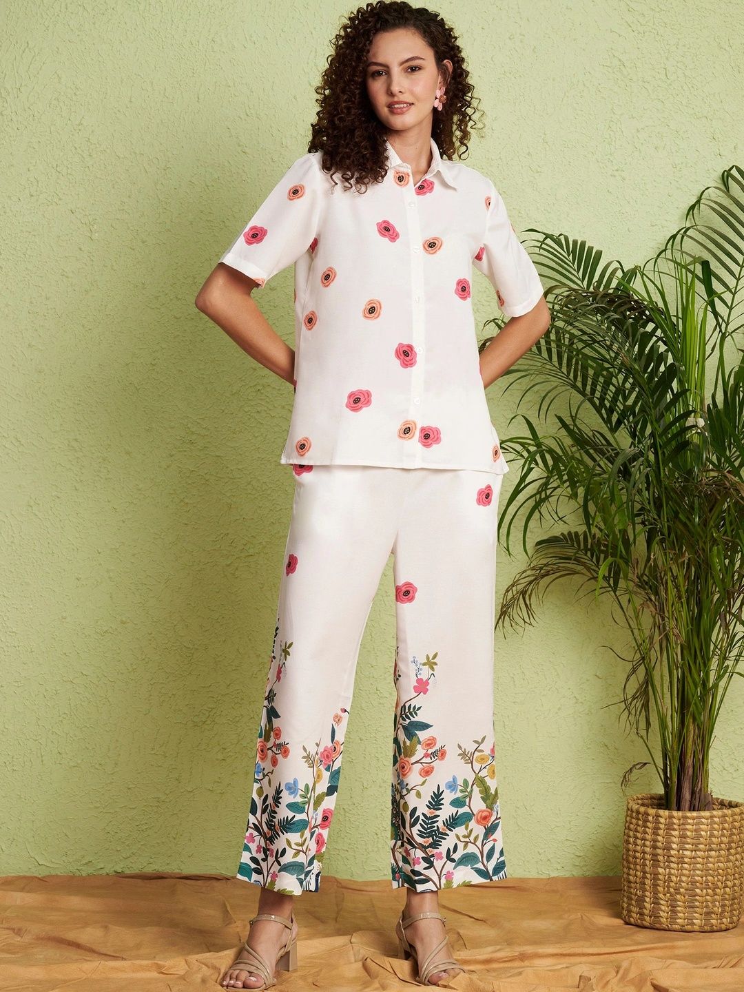KALAMIR Floral Printed Shirt with Palazzos
