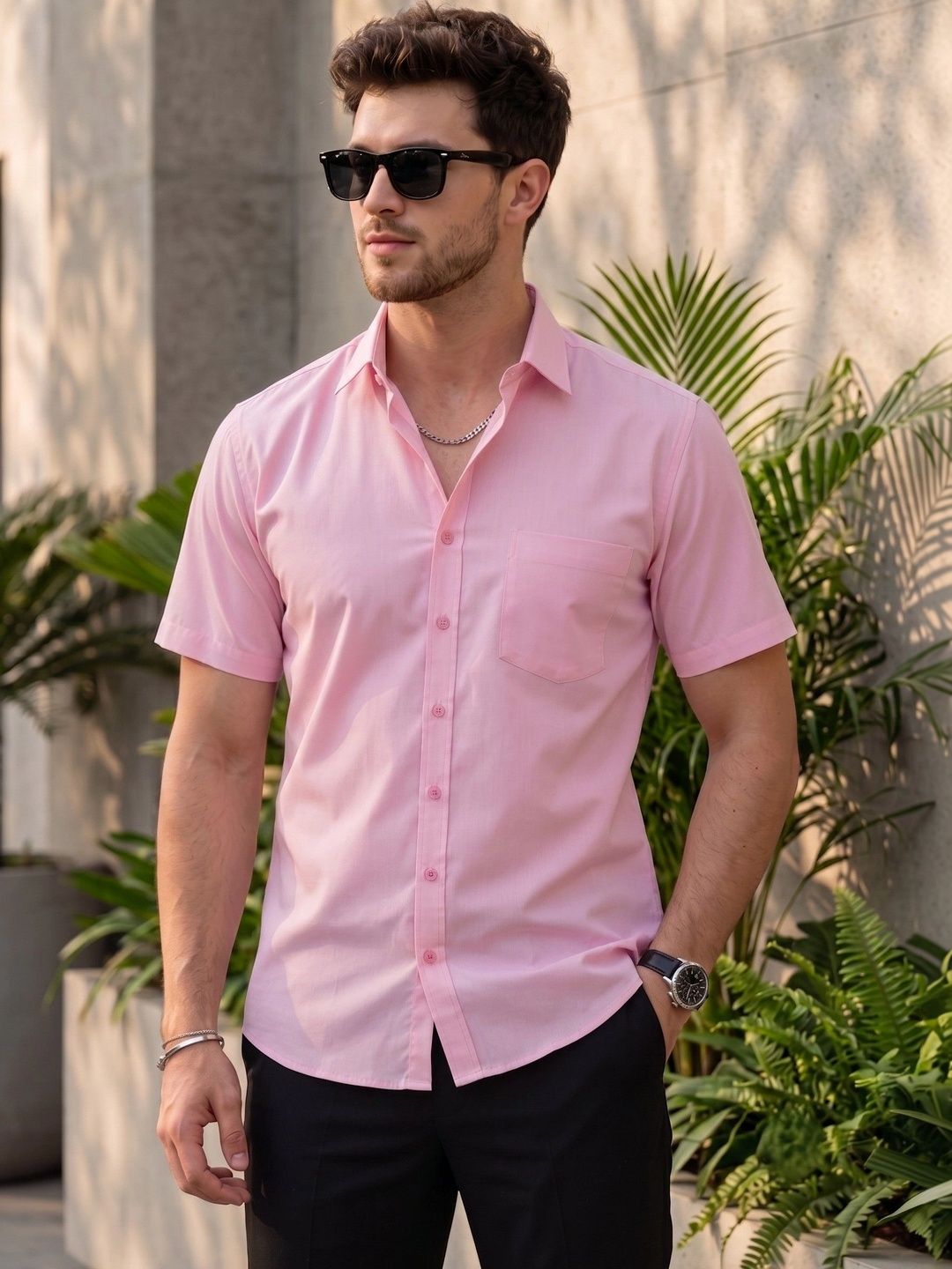 DEVOILER Men Standard Casual Shirt