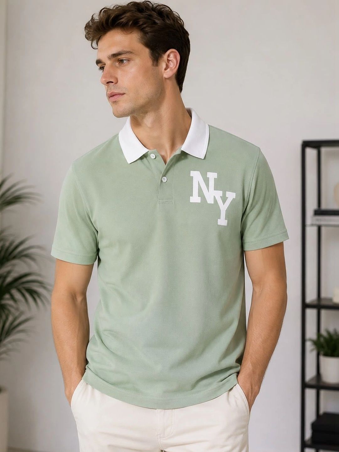 Moda Rapido Men Typography Printed Polo Collar T-shirt