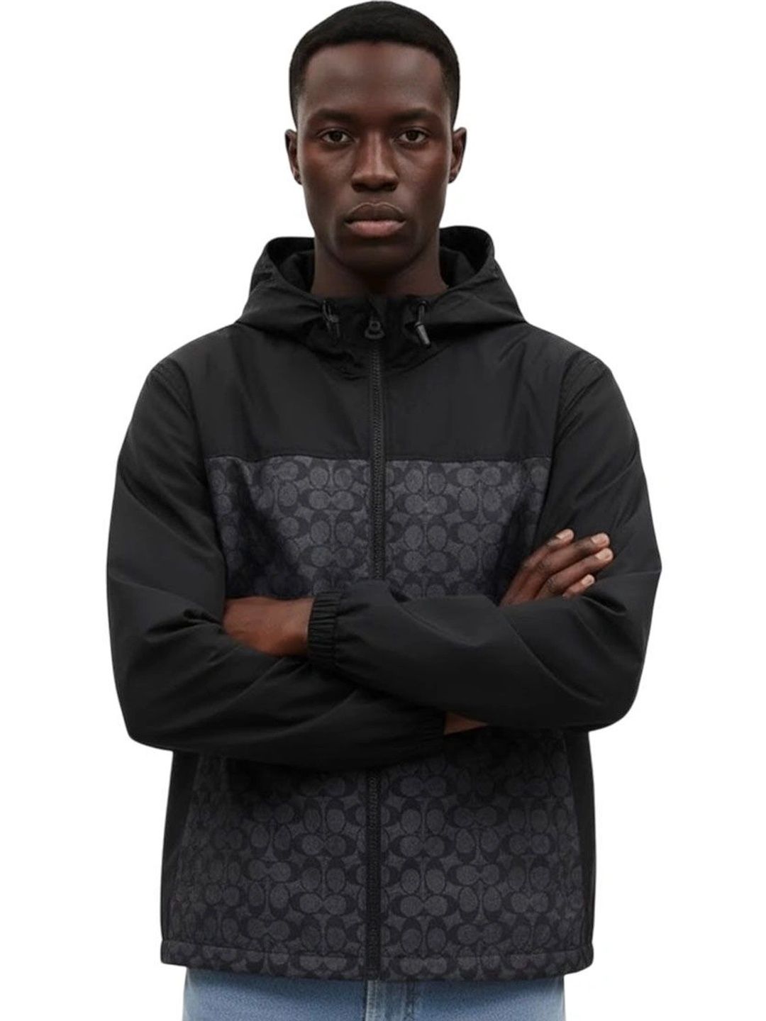 Coach Charcoal Signature Full Zip Windbreaker