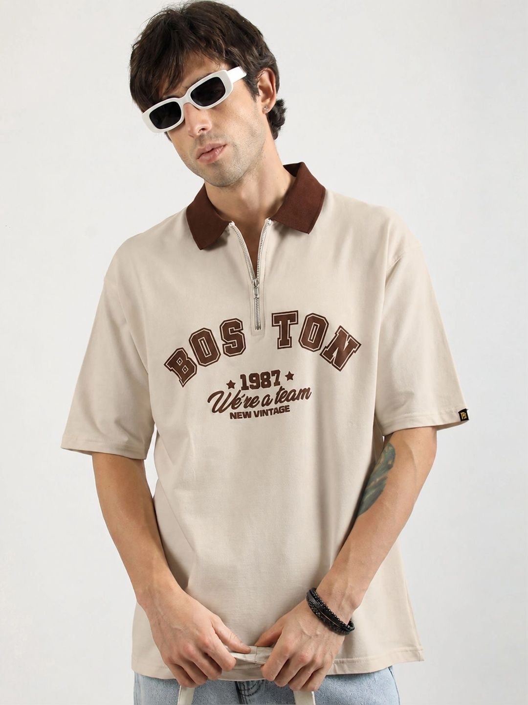 Maniac Men Typography Printed Polo Collar T-shirt