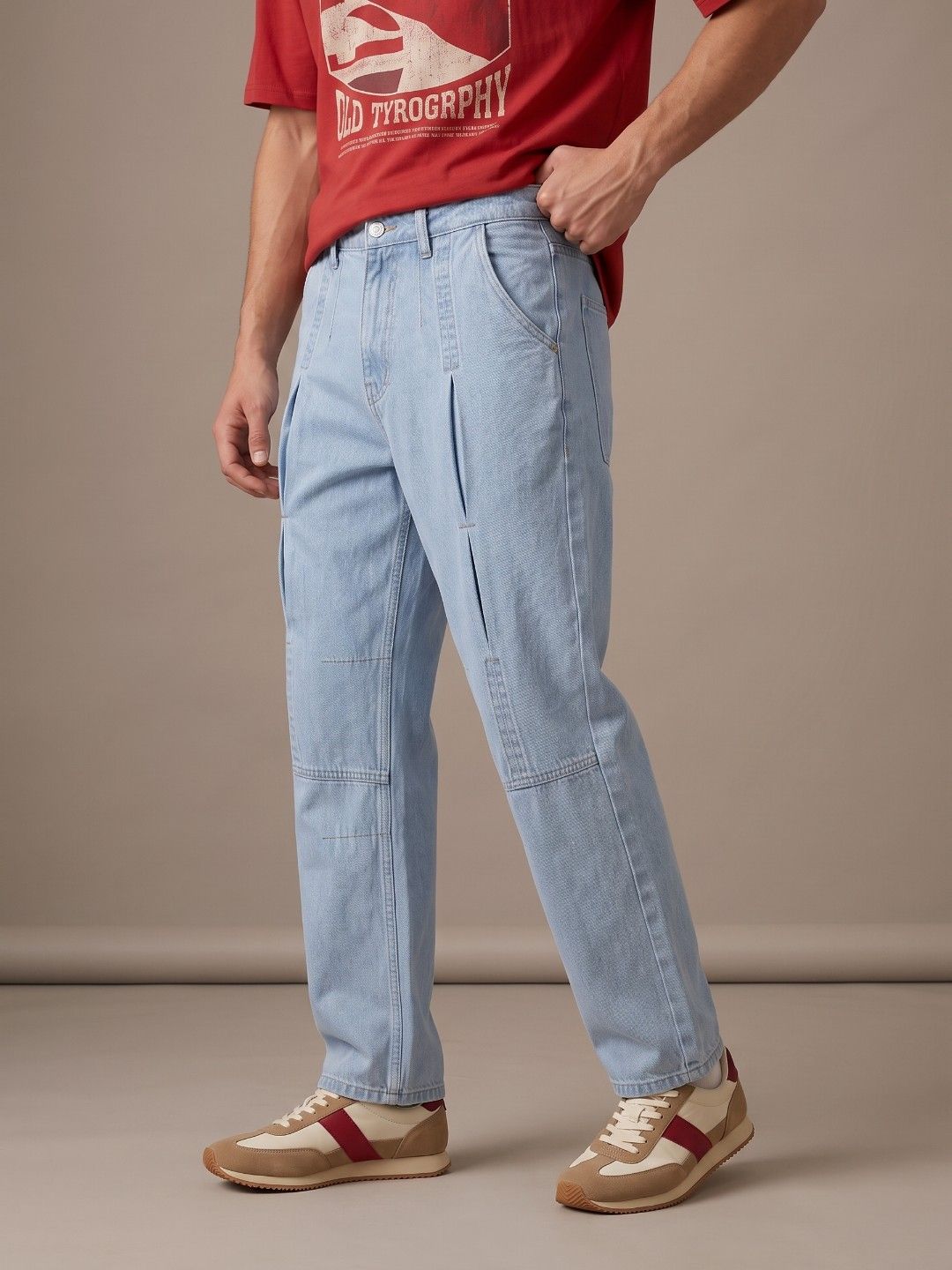 glitchez Men Pure Cotton Straight Fit Mid-Rise Jeans