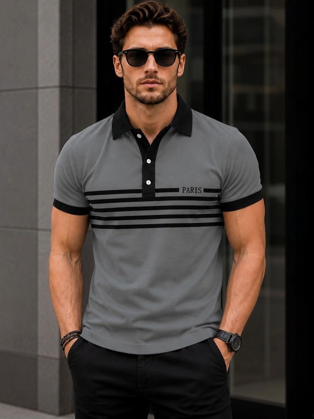 Moda Rapido Men Typography Printed Polo Collar T-shirt