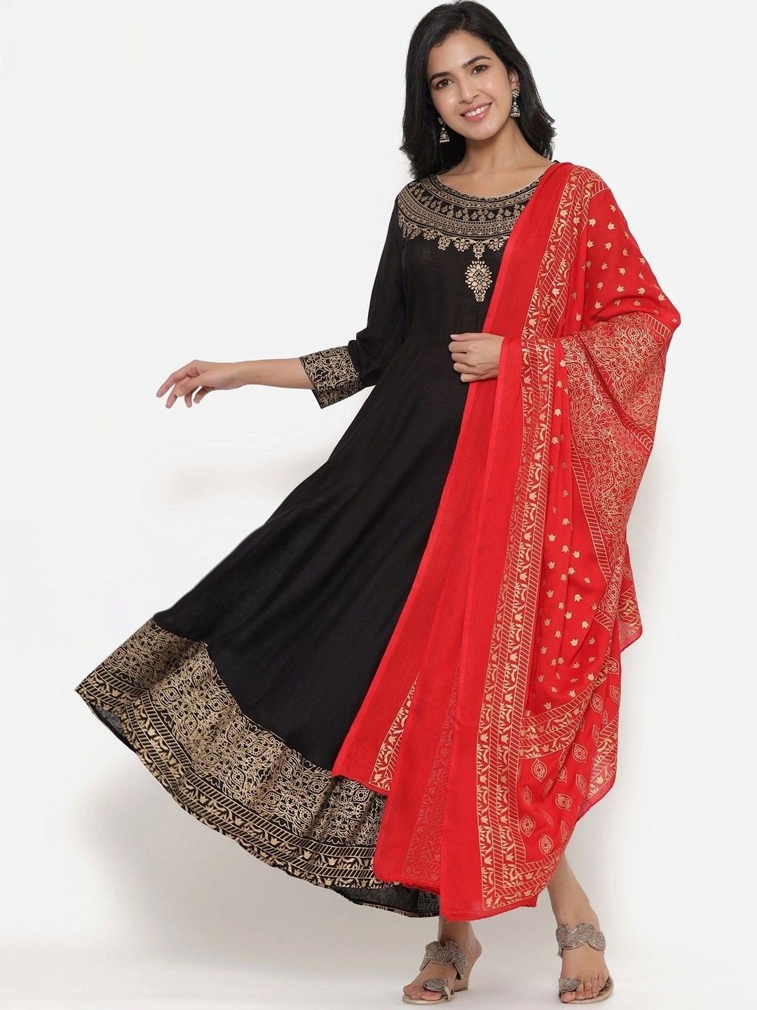 BABA KURTI Women Ethnic Motifs Printed Regular Kurta with Trousers & With Dupatta