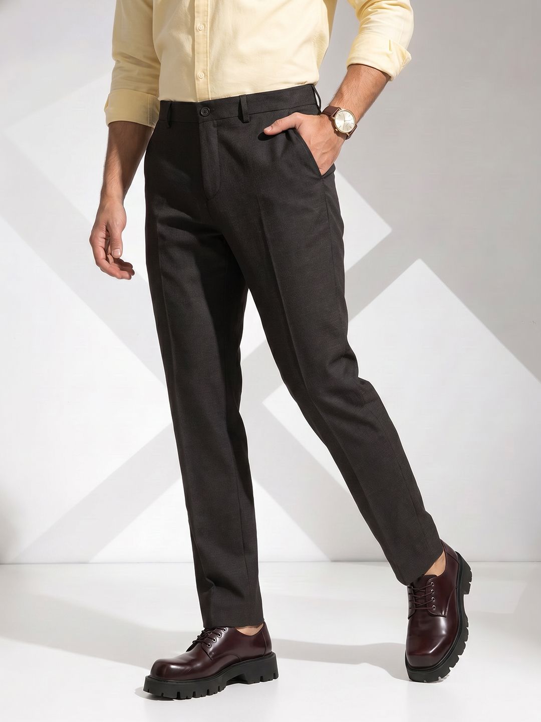 INVICTUS Men Flat-Front Formal Trouser