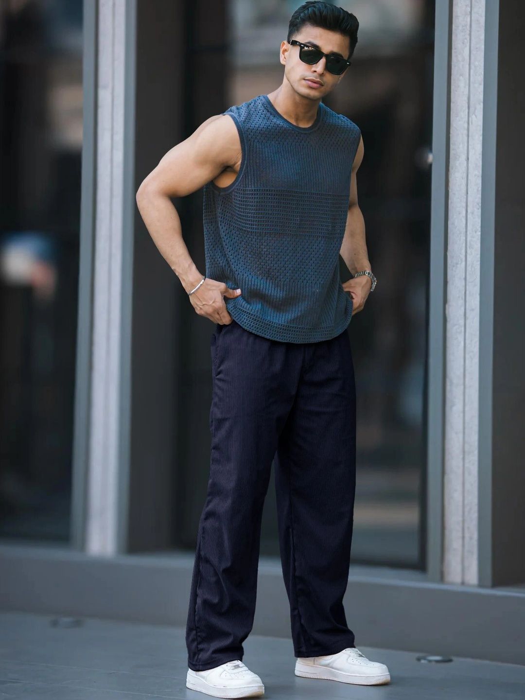 MaverIQ Men Regular Fit Textured Track Pants