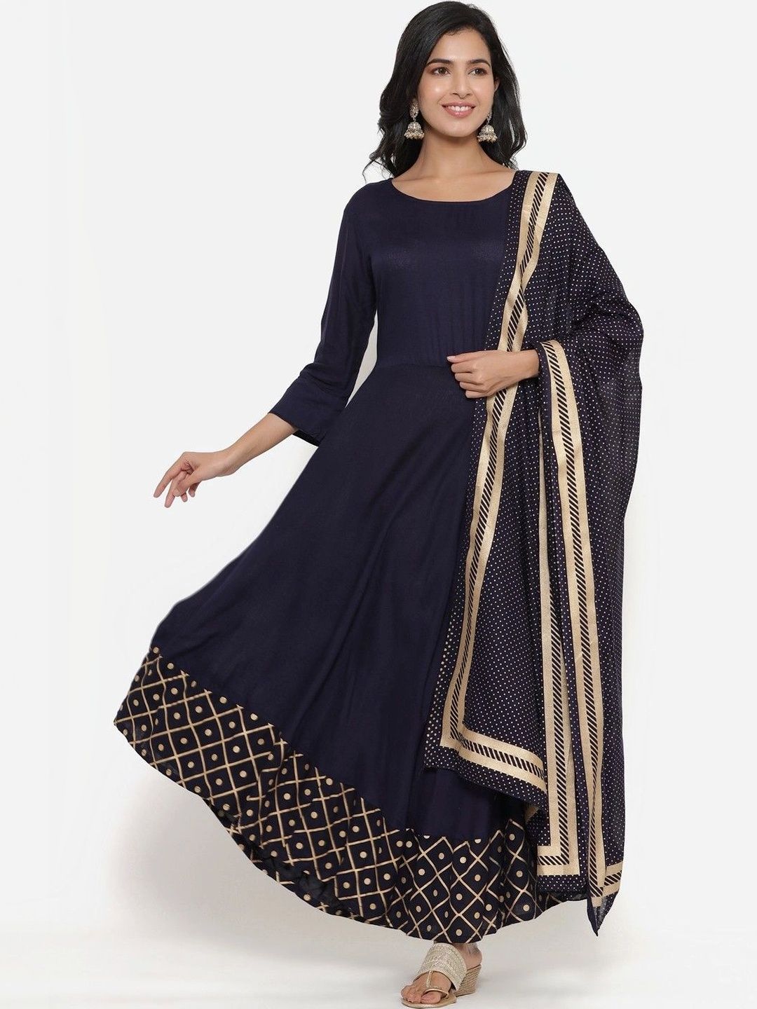 BABA KURTI Women Ethnic Motifs Regular Kurta With Dupatta