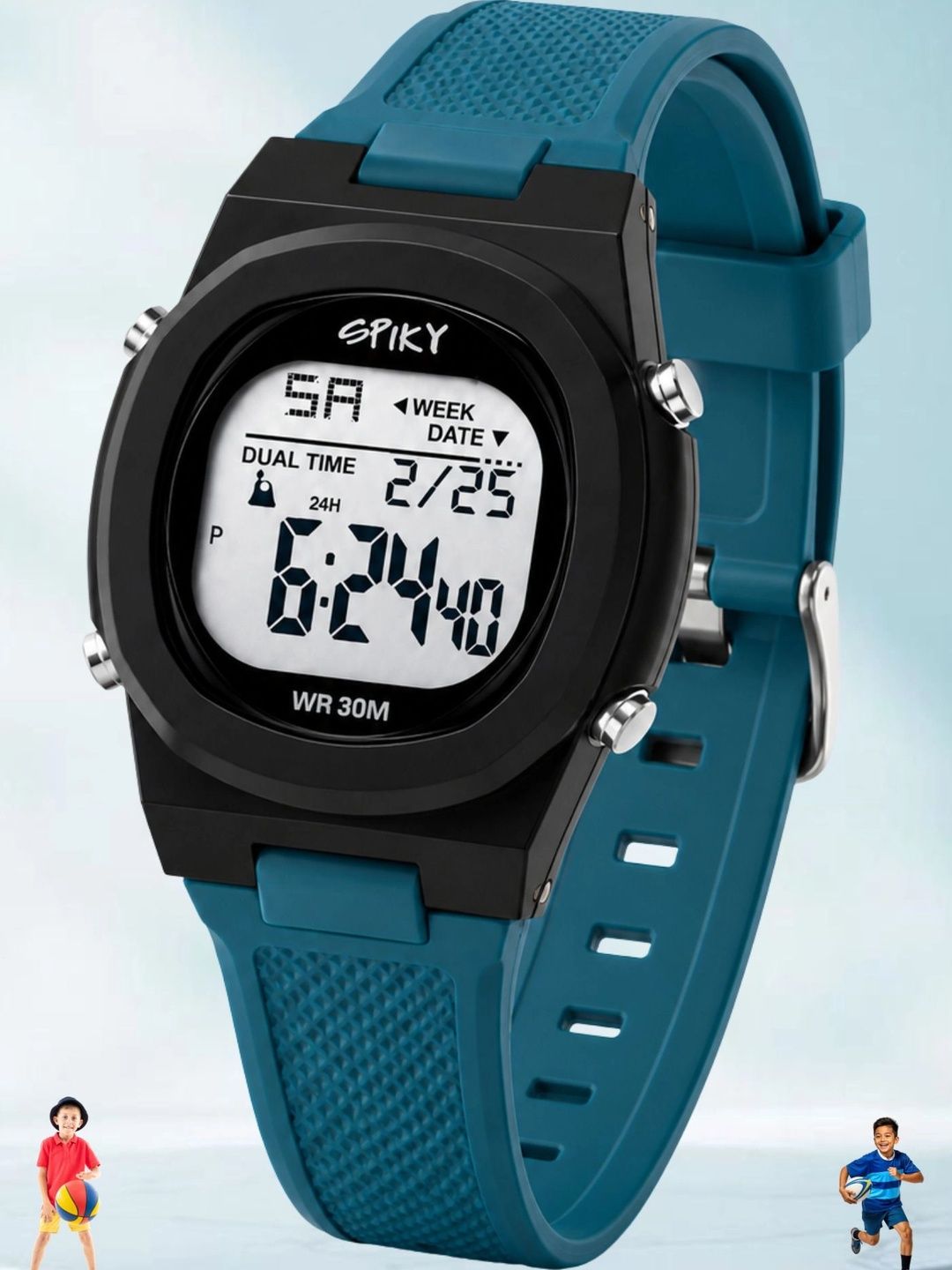 Spiky Spiky Unisex Kids Dial & Straps Digital Bluetooth Watch SPKEVA65_C3_DTEAL