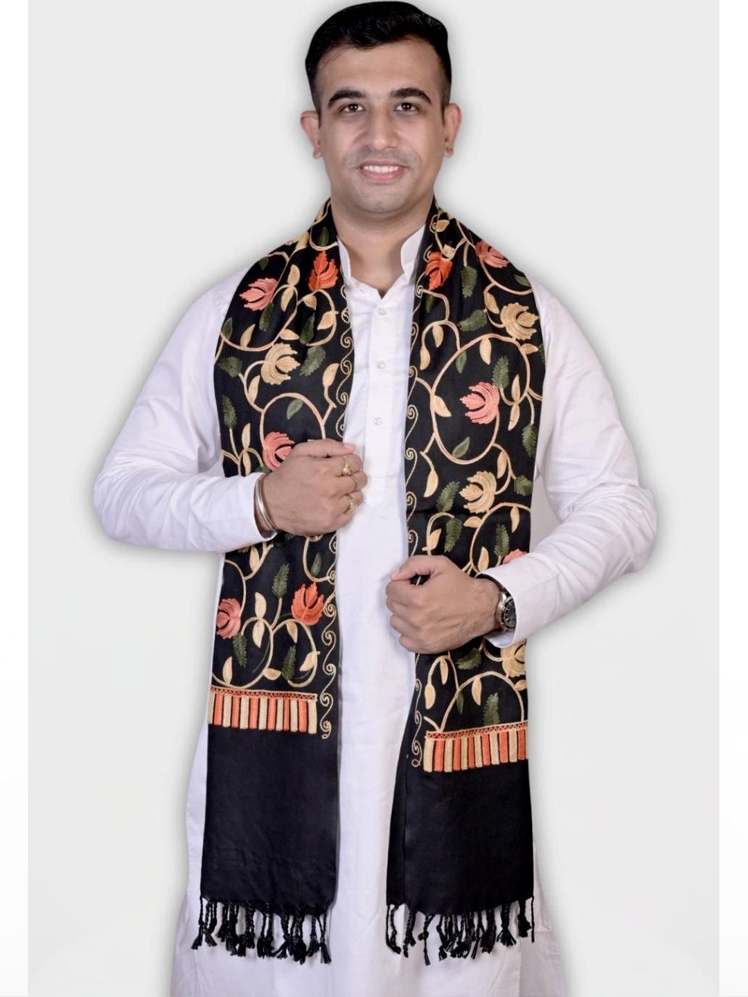 Allure Motifs Unisex Embroidered Stole
