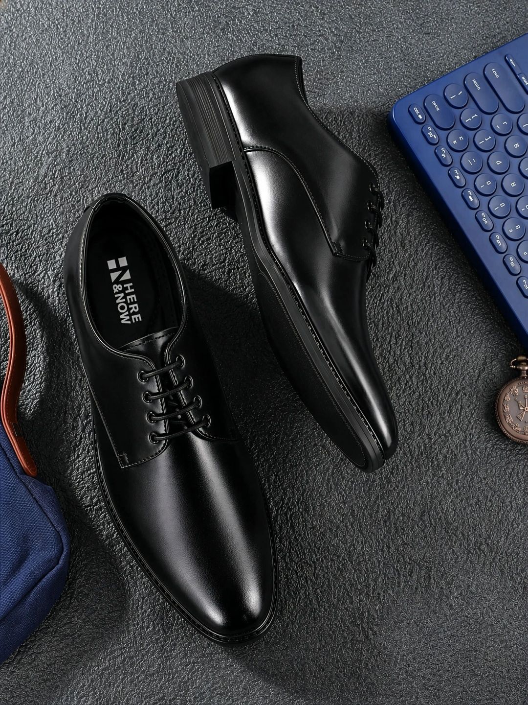 HERE&NOW Men Pointed Toe Lace-Ups Derbys Formal Shoes