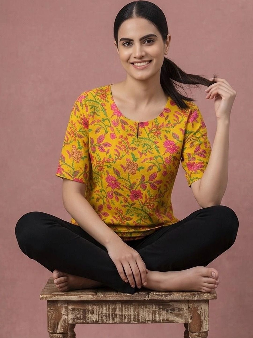 Indiwest Floral Print Cotton Top