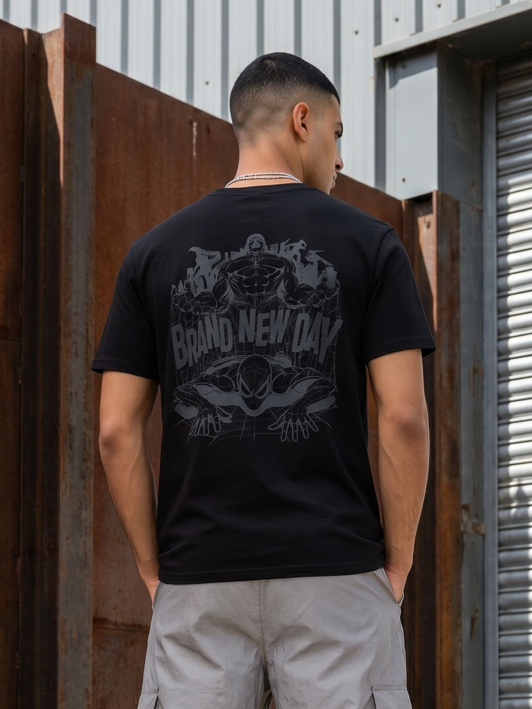 MARVEL STREET Spider Man Printed Pure Cotton T-shirt