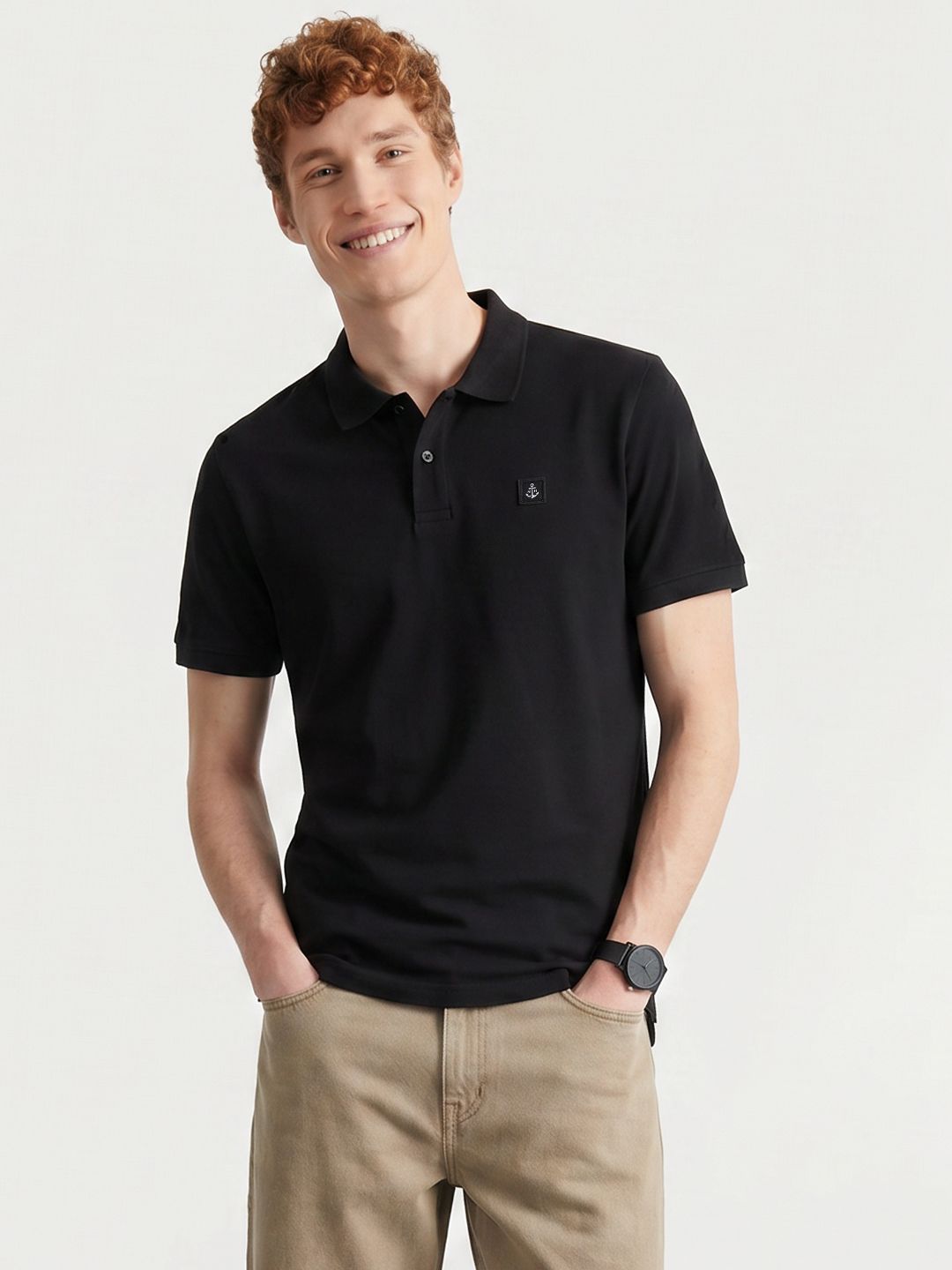 Mast & Harbour Brand Logo Polo Collar Pure Cotton T-shirt