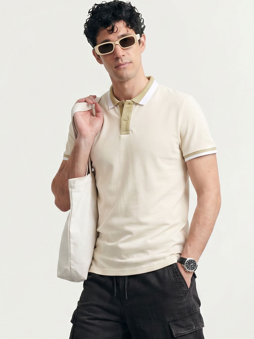 Mast & Harbour Polo Collar Pure Cotton T-shirt