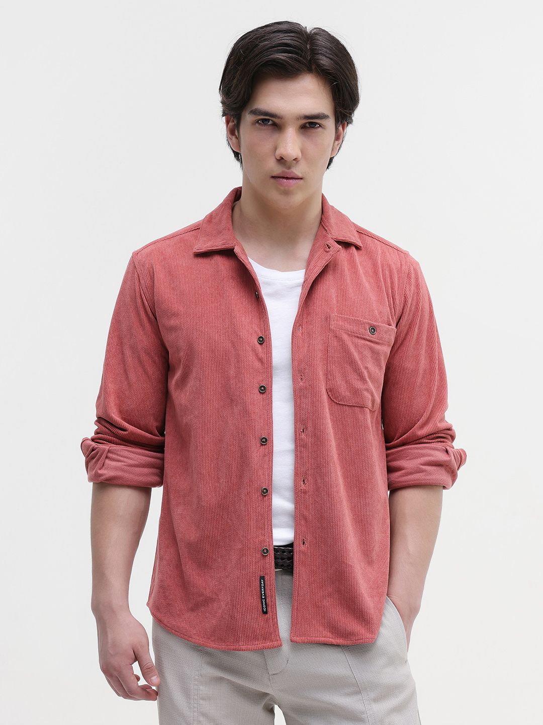 CAHOOT Men's Patch Pocket Corduroy Regular Fit Shirt