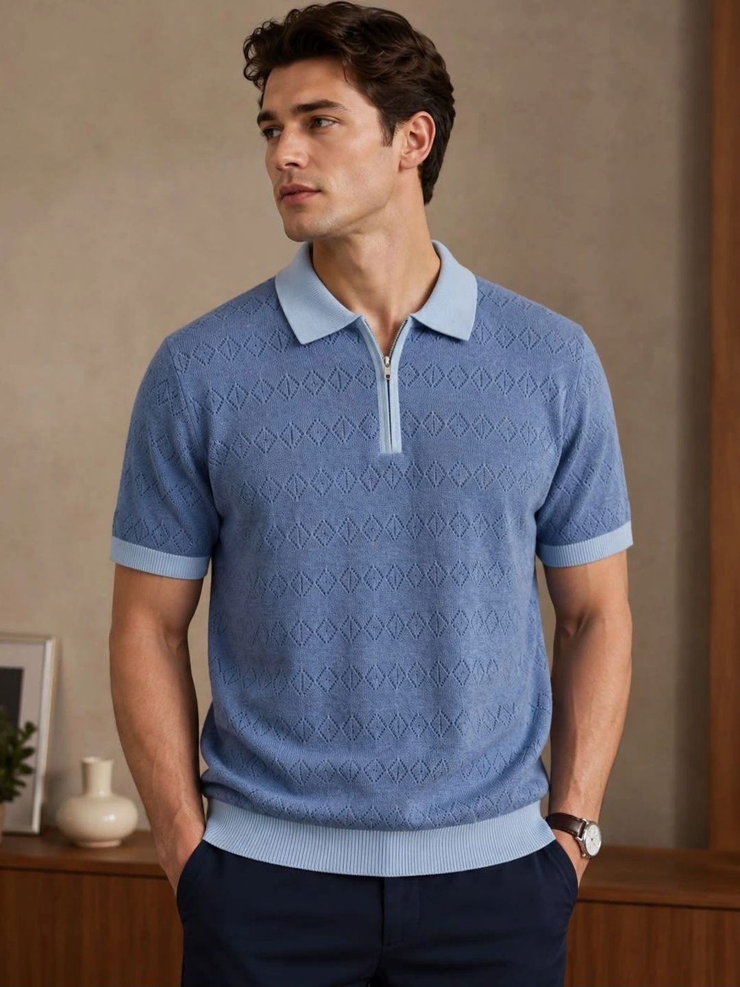 Moda Rapido Moda Rapido Men Polo Collar T-shirt