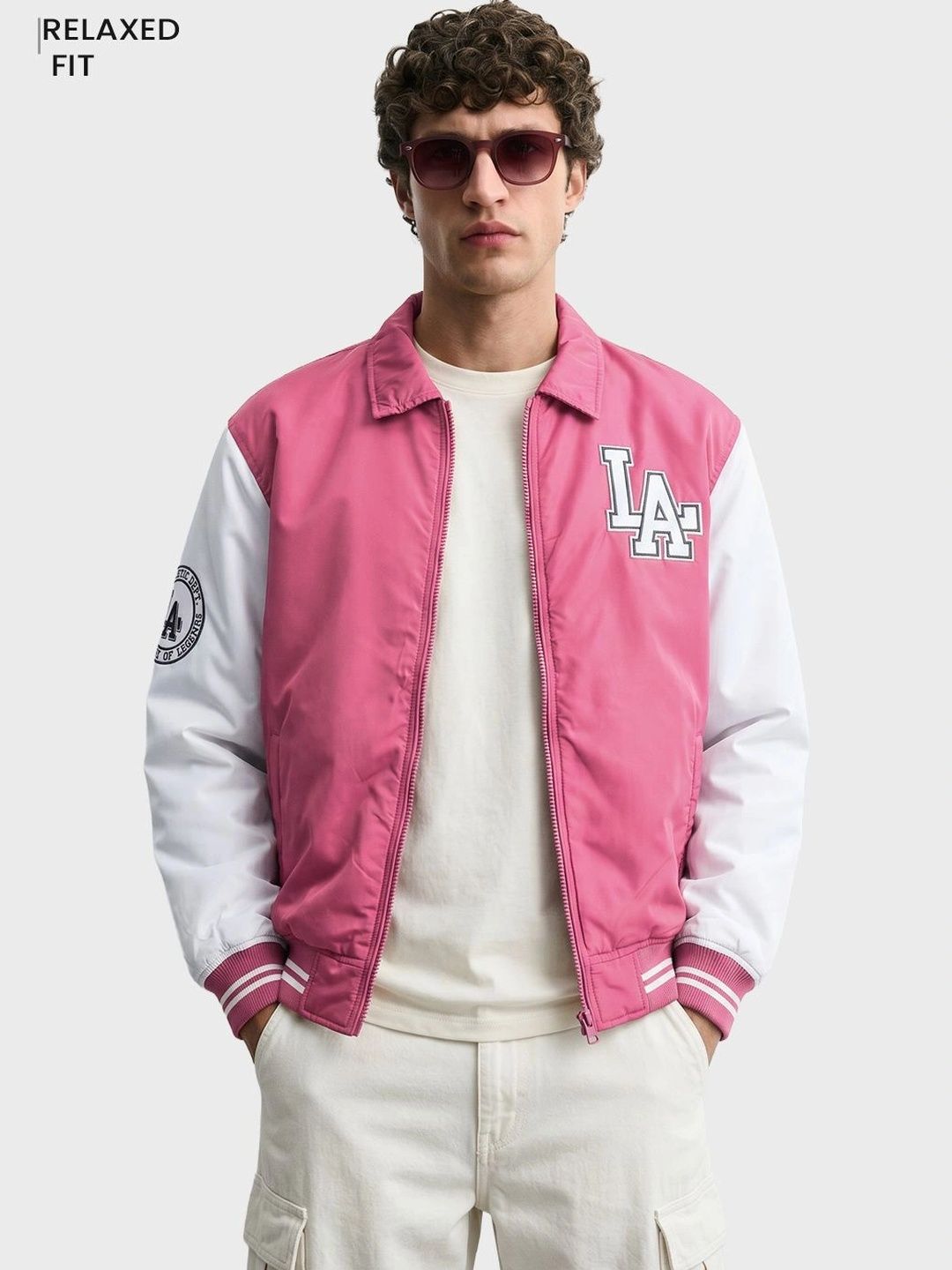 The Indian Garage Co Men Colourblocked Varsity Jacket