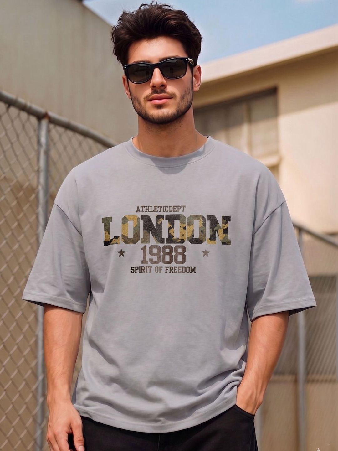AUSK Men Printed Drop-Shoulder Sleeves T-shirt