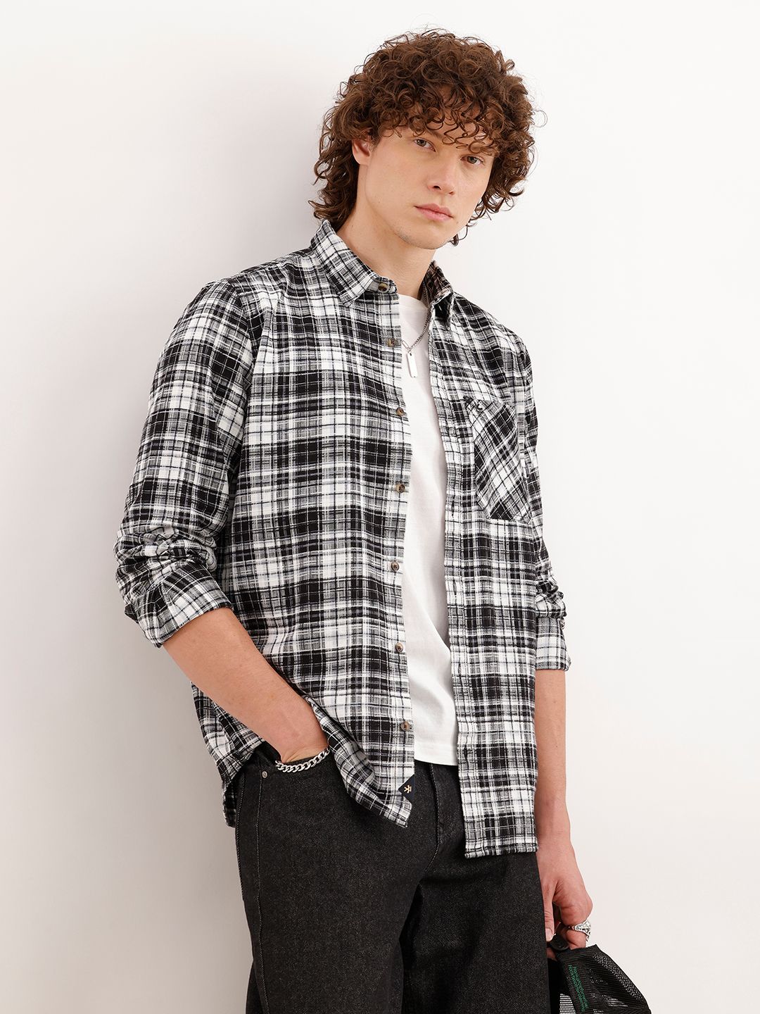 WROGN Checked Pure Cotton Casual Shirt