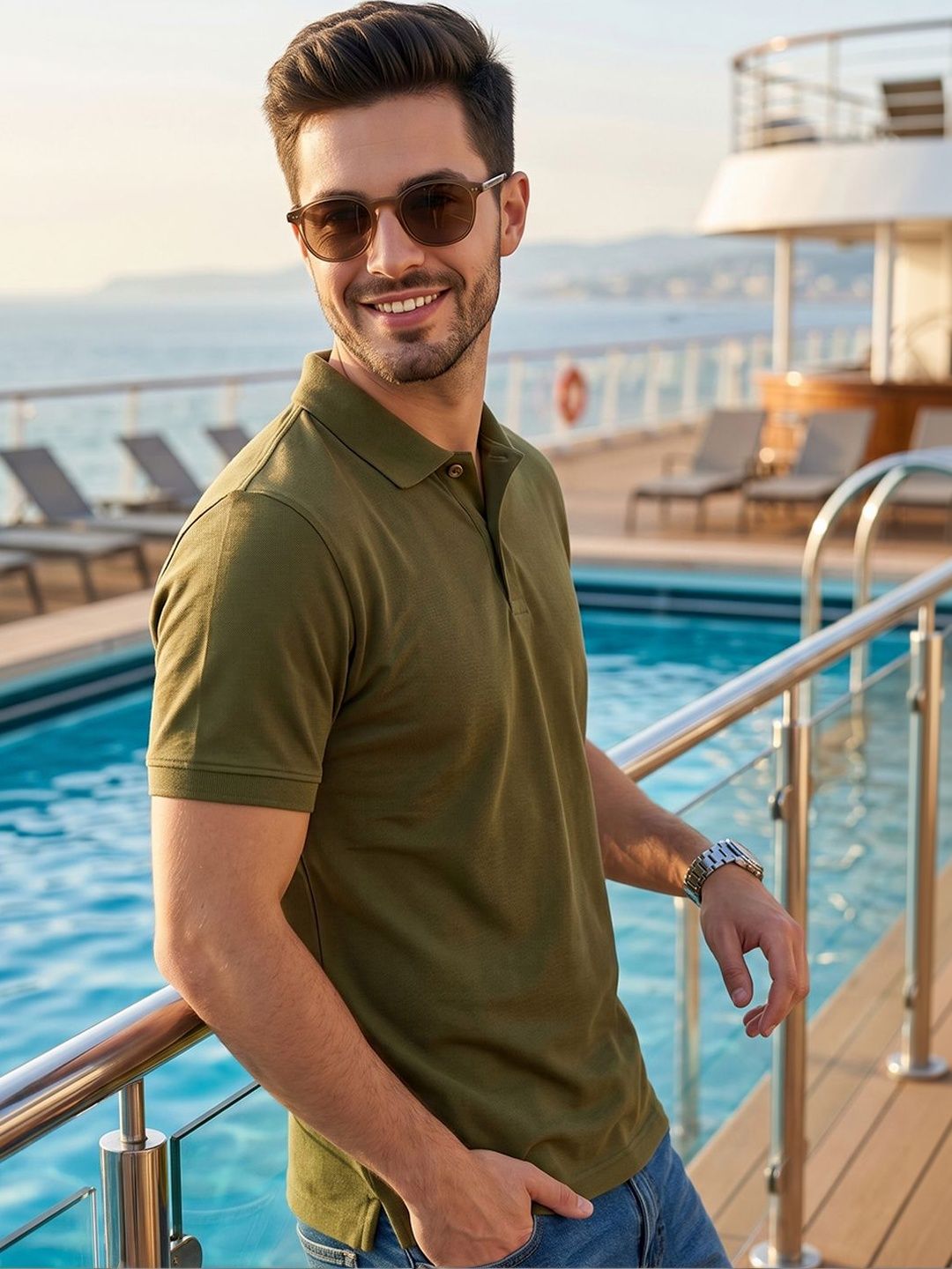XFOX Men Polo Collar T-shirt