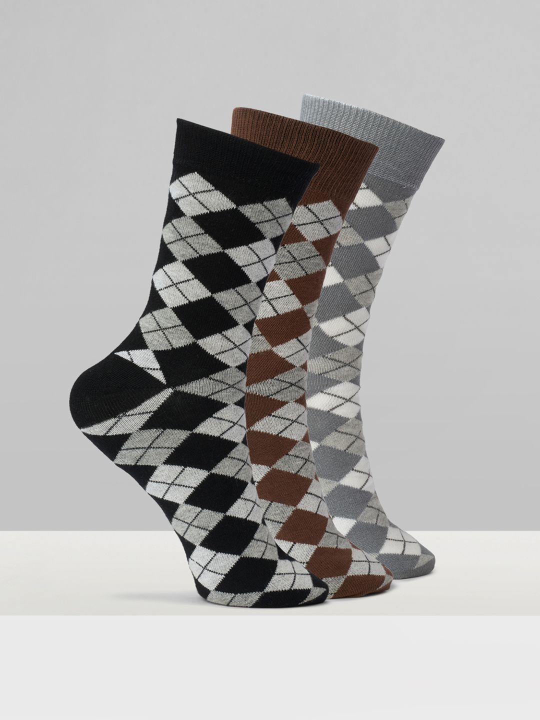 Urban Ranger by pantaloons Men Pack of 3 Cotton Blend Assorted Patterned Calf Length Socks