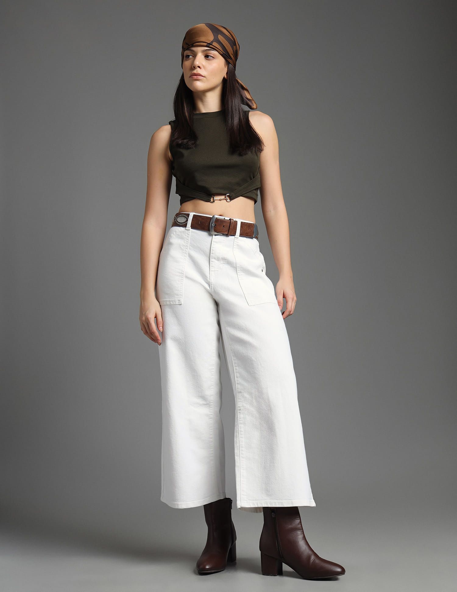 Flying Machine Flying Machine Women White Wide Leg High-Rise Stretchable Jeans
