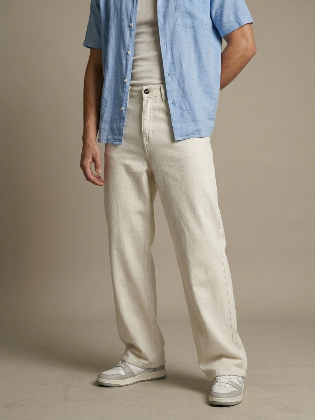 glitchez Men Pure Cotton Wide Leg Mid-Rise Jeans