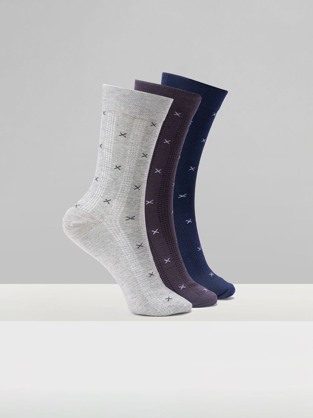 Urban Ranger by pantaloons Men Pack of 3 Cotton Blend Assorted Patterned Above Ankle Socks