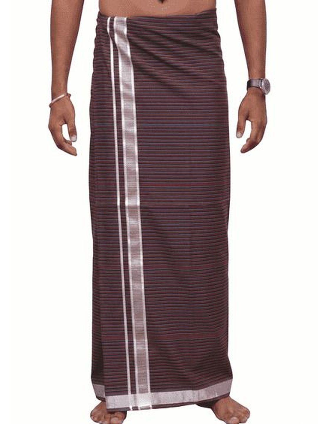 Hornbill Enterprises Men Striped Cotton Blend Dhoti Dhotis
